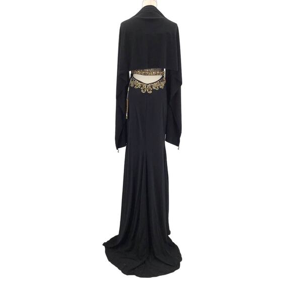 ASPEED SZ S black gold hand beaded mesh sleeveless cutout formal gown NWT B163 - Picture 6 of 12